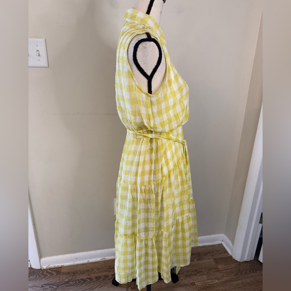 Nanette Lepore midi dress green & white plaid SZ 4 - Picture 2 of 12